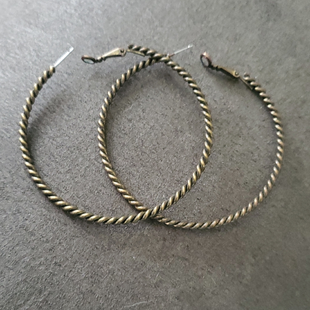 Elegant Twisted Gold Hoop Earrings - Picture 1 of 1